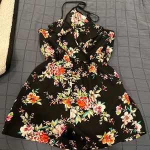 Black floral romper